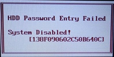 samsung hdd password entry failed - system disabled